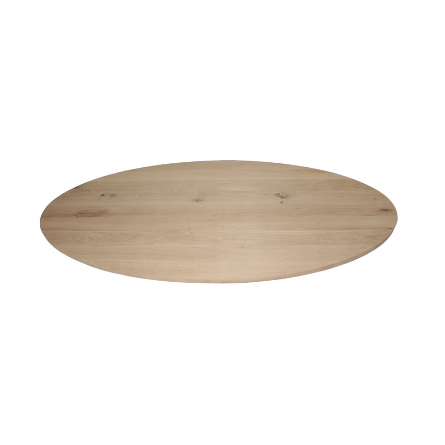 Table à Manger Ovale en Chêne Massif avec Pied Métal Industriel